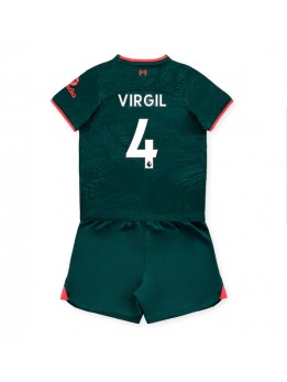 Liverpool Virgil van Dijk #4 Ausweichtrikot für Kinder 2022-23 Kurzarm (+ Kurze Hosen)